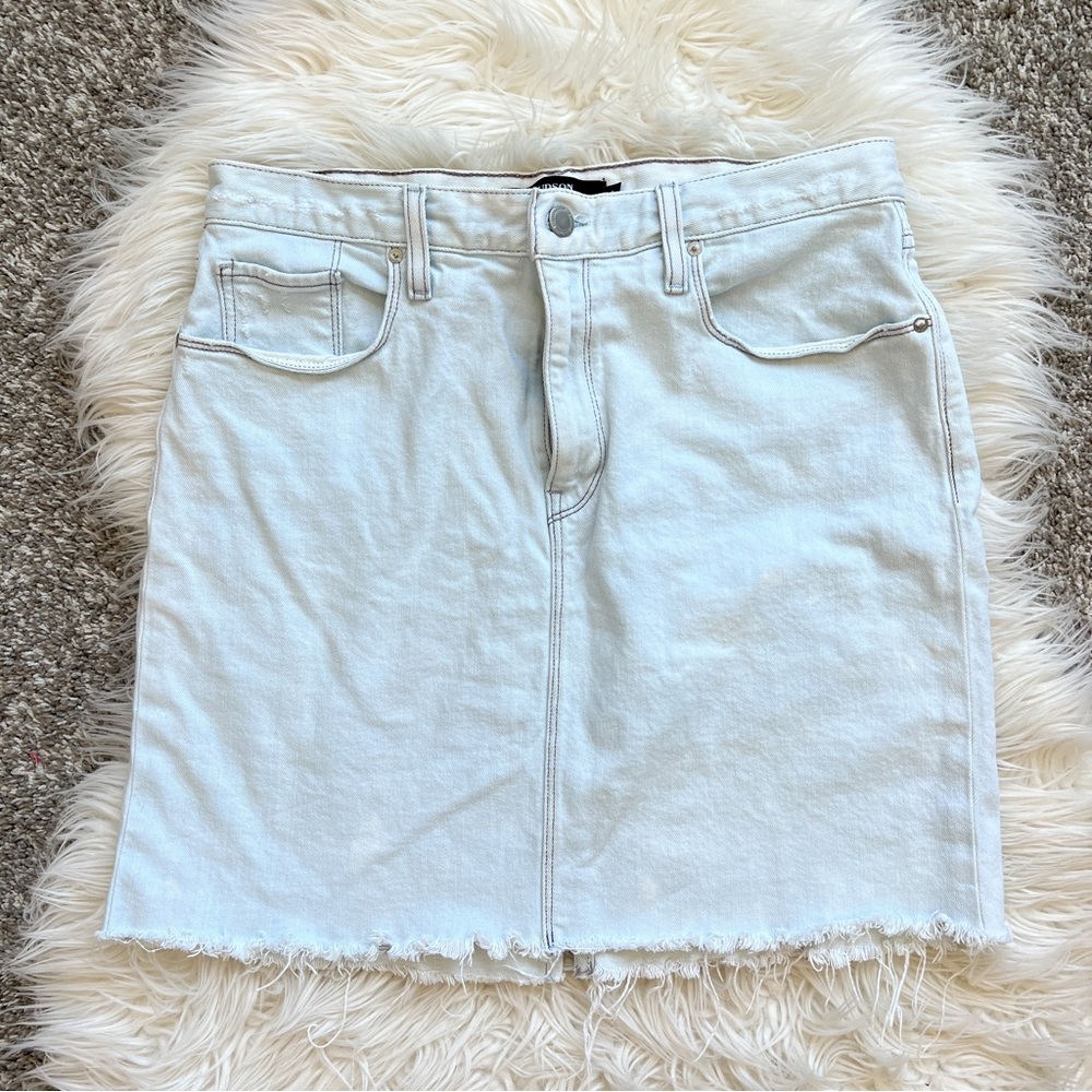 Hudson Jeans Light Wash Denim Mini Skirt Raw Hem Womens 29